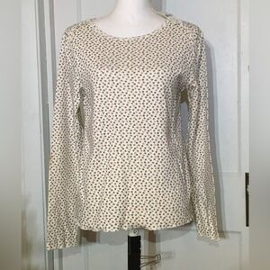 GAP Cream Floral Long-Sleeve Cotton Top